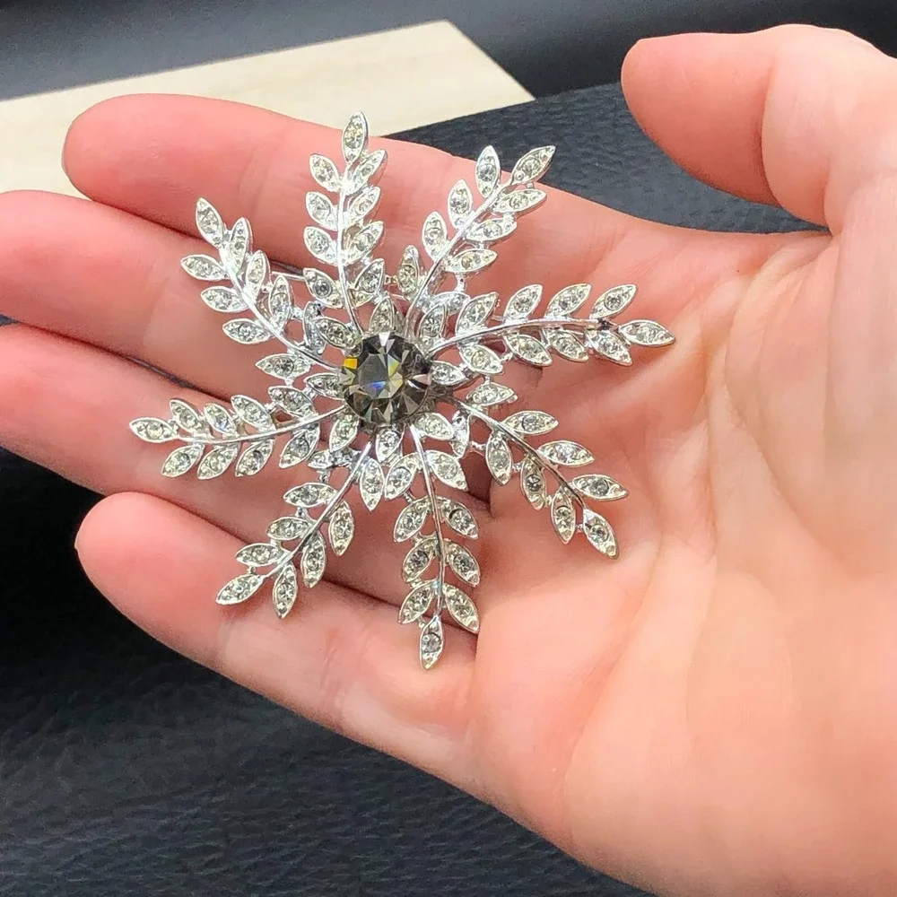 Vtg Sarah Coventry Brooch Earrings 1963 Evening Snowflake Rhinestone Demi Parure